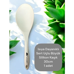 Isıya Dayanıklı Sert Uçlu Büyük Silikon Kaşık 30 cm 1 Adet