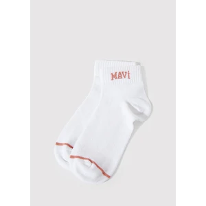 Mavi Logo Detaylı Beyaz Patik Çorap 1912785-20454