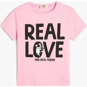 Tişört Slogan Baskılı Kısa Kollu Bisiklet Yaka Pamuklu