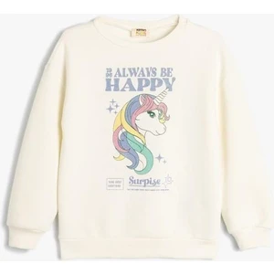 Unicorn Sweatshirt Uzun Kollu Bisiklet Yaka Şardonlu Pamuklu