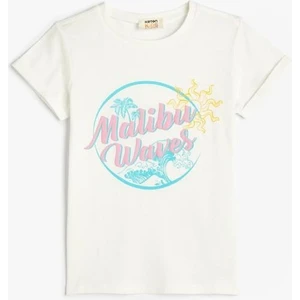 Tişört Baskı Detaylı Kısa Kollu Bisiklet Yaka Pamuklu