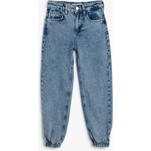 Kot Pantolon Beli ve Paçası Lastikli Pamuklu - Jegging Jean