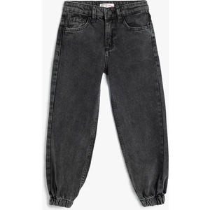 Kot Pantolon Beli ve Paçası Lastikli Pamuklu - Jegging Jean