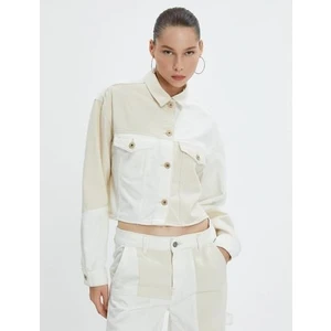 Sweatshirt Dik Yaka Düğme Kapamalı Baskılı Renk Bloklu Şardonlu