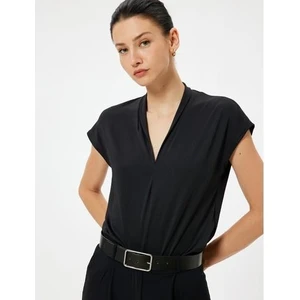 V Yaka Krep Bluz Kap Kol