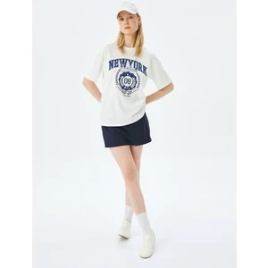 Kolej Baskılı Bisiklet Yaka Kısa Kollu T-Shirt