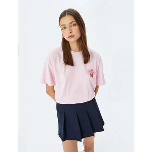 Bisiklet Yaka Arkası Baskılı Oversize Kısa Kollu Tişört