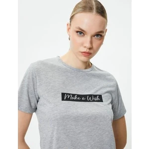 Slogan Baskılı T-Shirt Kısa Kollu Bisiklet Yaka