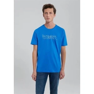M067115-81347 Gök Mavi Erkek Regular Istanbul Baskılı T-Shirt