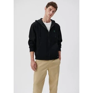 Logolu Kapüşonlu Fermuarlı Siyah Sweatshirt 066979-900