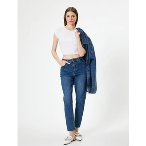 Yüksek Bel Kot Pantolon Slim Fit Düz Paça Pamuklu - Eve Slim Jean