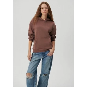 Kadın Kapüşonlu Kahverengi Basic Sweatshirt 167299-70383