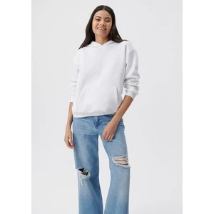 Kadın Kapüşonlu Beyaz Basic Sweatshirt 167299-70000
