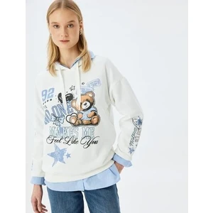 Kolej Baskılı Kapüşonlu Oversize Sweatshirt