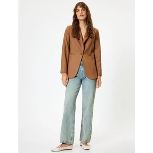 Düz Paça Kot Pantolon Düğmeli - Eve Straight Jeans