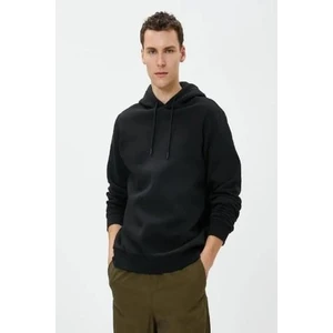 Erkek Basic Kapşonlu Sweat Uzun Kollu Siyah