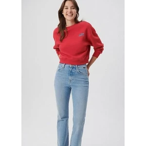 Logo Baskılı Kırmızı Crop Sweatshirt 1611601-70936