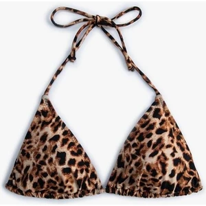 Leopar Bikini Üstü  Üçgen Ipli