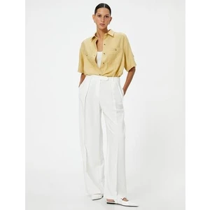 Kısa Kollu Oversize Gömlek Düğmeli Cep Detaylı