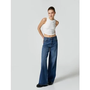 Basic Crop Atlet Bisiklet Yaka Ribanalı Pamuklu