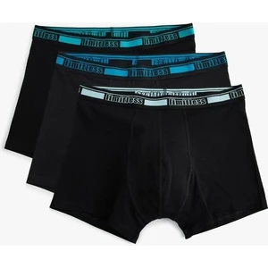 3'lü Boxer Seti Slim Fit Slogan Baskılı Pamuklu