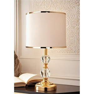 T Serisi Masa Abajuru Metal ve Cam Gövde Kumaş Başlık