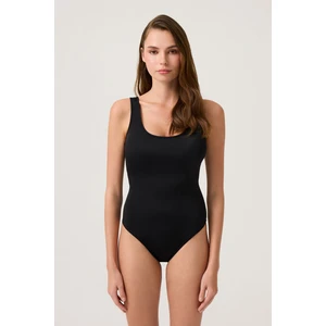 Los Ojos Siyah U Yaka Spor Mayo Sporty One Piece