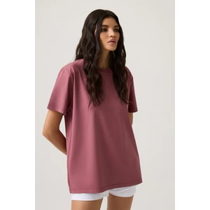 Los Ojos x Melodi Bordo Oversize Geniş Kalıp Tişört Boyfriend T-Shirt