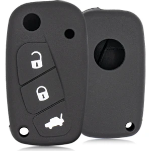 Linea Bravo 3 Buton Sustalı Silikon Anahtar Kılıfı - Siyah