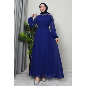 Semra Tesettür Elbise Gece Mavi