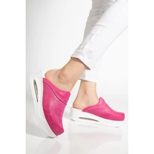 Blum Sabo Terlik Hakiki Deri Pembe Kadın Sabo Air max Taban Tam Ortopedik Anatomik Rahat ve Konforlu Hastane, Doktor, Hemşire, Aşçı Sabo Terlik