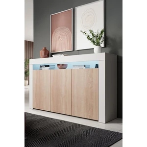 Ecm Konsol LED Aydınlatmalı Şık Büfe Modern ve Zarif Konsol Beyaz Mat Büfe