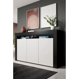 Ecm Konsol LED Aydınlatmalı Şık Büfe Modern ve Zarif Konsol Siyah Beyaz Mat Büfe