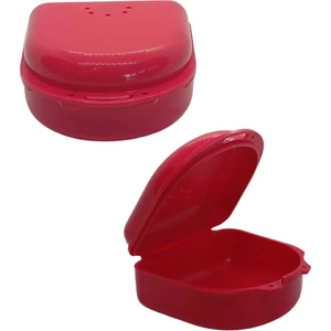 Diş Protez Kutusu - Diş Saklama  -Kabı  Küçük Boy  - 2 Adet (Nar Çiçeği)