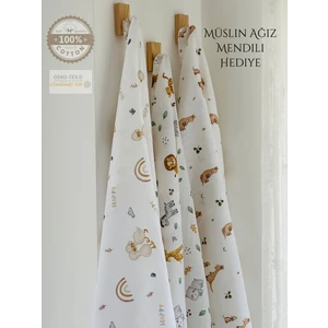 Ft Baby Collection Pamuk Müslin Bebek Battaniyesi 3'Lü Set  Müslın Örtü 80  x  90 Cm