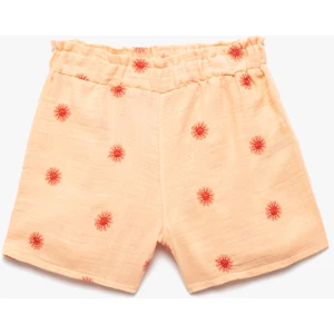 Pamuklu Beli Lastikli Desenli Şort