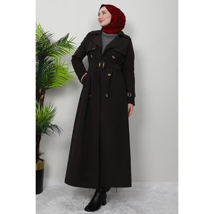 Liza Düğmeli Trenç Acı Kahve