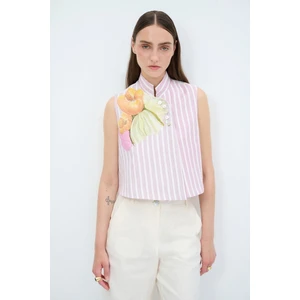 Adl Desenli Keten Crop Mor 115R0100001