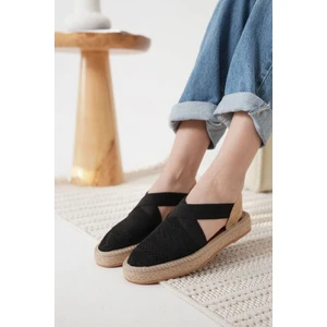 Rosa Premium Keten Rahat Siyah Kadın Sandalet