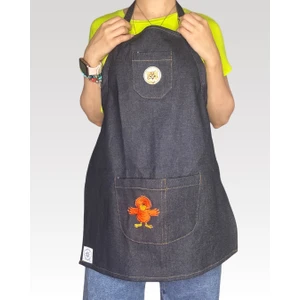 Dayanıklı Figürlü Denim Çocuk Önlüğü