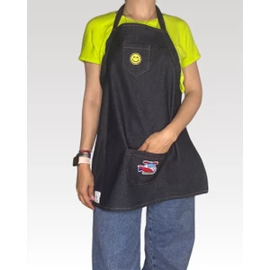 Dayanıklı Figürlü Denim Çocuk Önlüğü