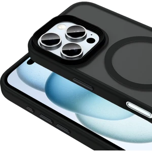 Apple iPhone 16 Pro Kılıf Mat Arka Yüzey Wireless Şarj Özellikli Mkst Flet Magsafe Kapak-Titanyum-Gr