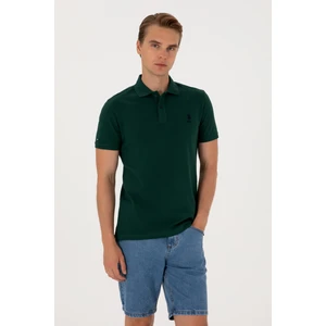 U.S. Polo Assn. Erkek Slim Fit Polo Yaka Koyu Yeşil Basic Tişört 50298041-VR079