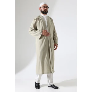 Erkek Namaz Elbisesi Buhara Yaka Cepli Namaz Cübbesi Bej- (Brt)