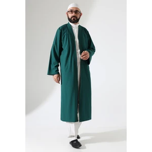 Erkek Namaz Elbisesi Buhara Yaka Cepli Namaz Cübbesi Yeşil - (Brt)