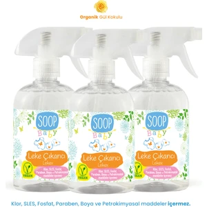 Soop Baby Bebek Leke Çıkarıcı | Doğal Ve Vegan Formül | Klor SLES Fosfat Paraben Boya İçermez | Greyfurt Ve Bergamot Kokulu | Bebek Giysi ve Ev Tekstili İçin Güvenli  | 3 x 500 ml