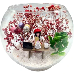 Teraryum Iyi Ki Doğdun Doğum Günü Hediyelik Akvaryum Cam Fanus Esmer Kız Arkadaşa Hediye