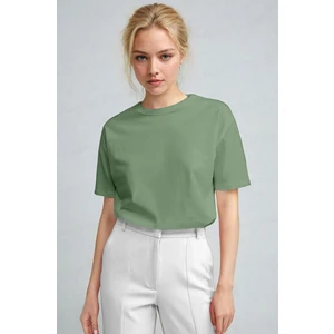 Teenage Millionaire Kadın Açık Yeşil  Nefes Alan Bisiklet Yaka Regular Fit Normal Kesim Baskisiz Basic T-Shirt