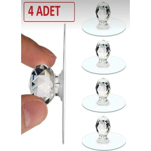 Çok Amaçlı 4 Lü Kristal Topuz Kendinden Yapışkanlı Çekmece Kulpu Yapışkan Askı Tutucu Düzenleyici