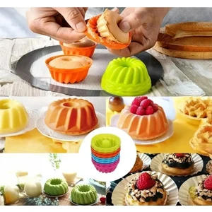 6 Lı Yıkanabilir Mini Kek Muffin Pişirme Kalıbı, Silikon Muffin, Cupcake Kalıbı Karma Renk